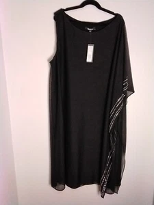NWT Onyx Nite Women's Sz 14 Dress Attached Sheer Cover Black S WAS $60 NOW $30 - Picture 1 of 6