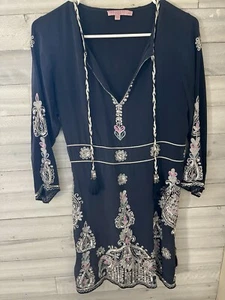 Calypso St. Barth 100% Silk Blue Dress Size XS - Picture 1 of 20