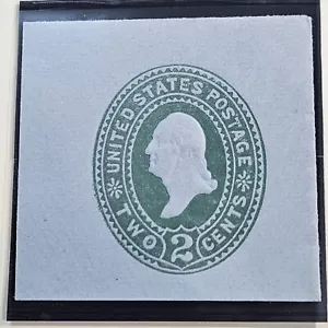US Cut Square Sc W321, 2c green on blue, Mint CV$150.00 (504CS24) - Picture 1 of 1