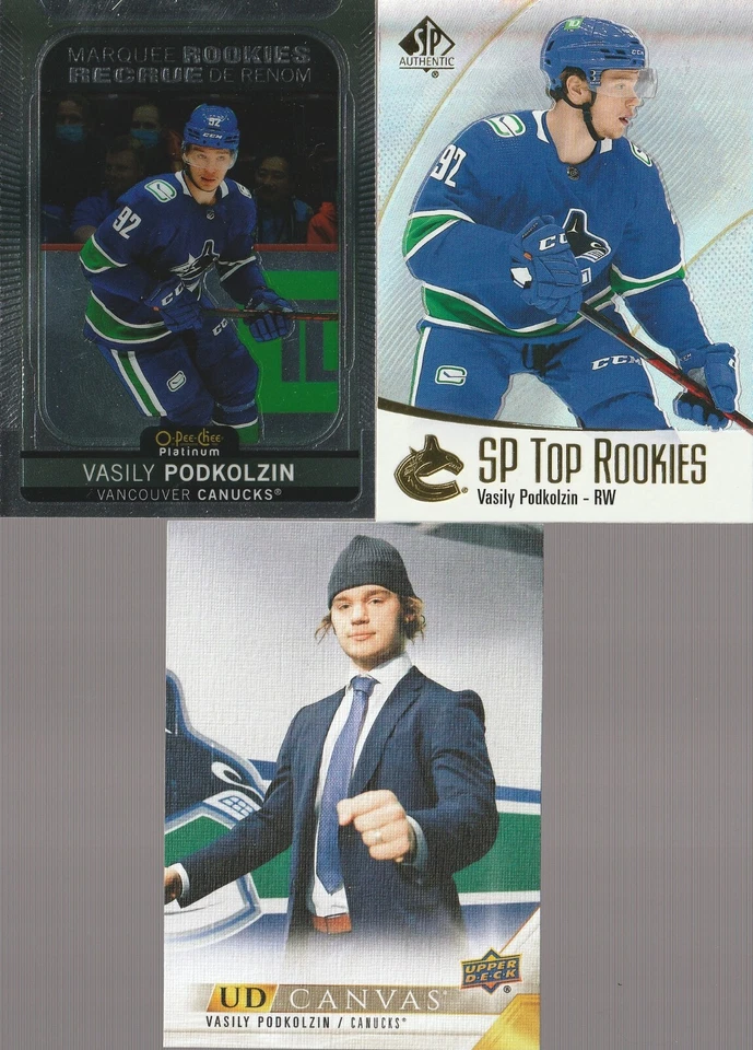 Vasily Podkolzin - Mixed Lot Of 3 Vancouver Canucks Cards (OPC + SP Rookies) - Image 1 of 1
