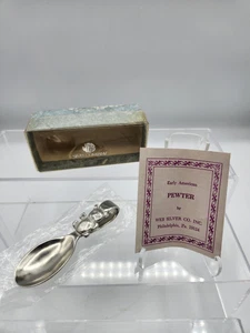 WEB Silver Company 1601 Pewter Teddy Bear Bent Spoon W/ Box - Picture 1 of 5