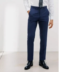 John Lewis Cashmere Wool Suit Trousers Mens Tailored Royal Blue 42 Reg - Picture 1 of 14