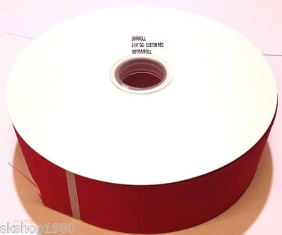 2.5"x100YD Sheer Organza RIBBON Wedding FAVOR Bows GROSGRAIN Brilliant RED - Image 1 of 4