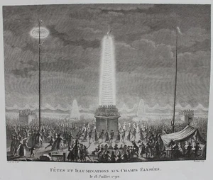 Eau forte FÊTES ET ILLUMINATIONS AUX CHAMPS ELYSEE Prieur Berthault - Foto 1 di 3