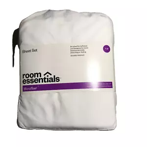 New Room Essentials Full Size Easy Care Solid Sheet Set White - Picture 1 of 2