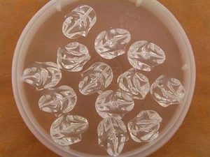 Vintage German Bold Clear Rippled Ruffle Wavy Texture Clear Lucite Bead Lot - Picture 1 of 2