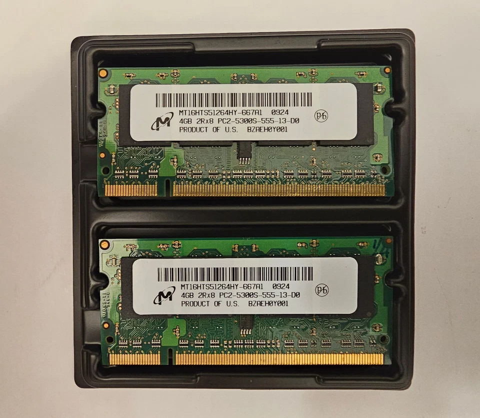 Kit of 2  - 4GB DDR2 667 PC2-5300S Micron MT16HTS51264HY-667A1 - Image 1 of 1