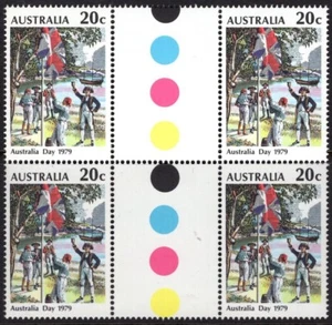 1979 Australian Day 20c Stamp Gutter Block Of 4 Mint Never Hinged, Clean - Imagen 1 de 1