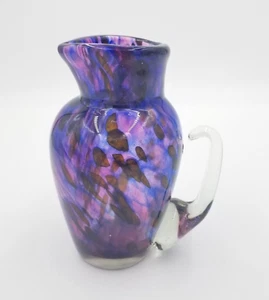 Murano Pitcher Hand Blown Glass FUSED COLORS Applied Handle - Picture 1 of 4