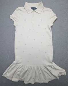 Polo Ralph Lauren Dress Girls M 10-12 Ivory Snowflake❄ Christmas Embroidery Logo - Picture 1 of 9