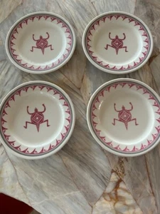 Pipestone Mimbreno Indian Santa Fe Dining Car Bread & Butter Plat 6 1/4 Set Of 4 - Picture 1 of 2