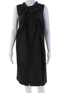 tricot Comme Des Garcons Womens Sleeveless Midi Button Down Dress Black Size M - Picture 1 of 5