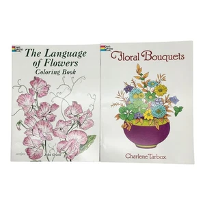 Lot Of 2 Dover Coloring Books: The Language of Flowers & Floral Bouquests NEW - Imagen 1 de 4