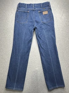 Vintage Wrangler Jeans Mens 36x30 Blue Denim Straight Leg Brass Talon Zip 90s - Picture 1 of 12
