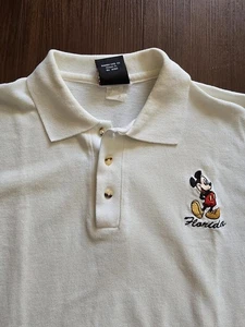 Vintage 1990er/90er, 2000er Jahre y2k weißes Mickey Mouse Florida Poloshirt. herren groß - Bild 1 von 8