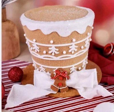 Raz Imports SOMBRERO DE COPA PAN DE JENGIBRE centro de mesa, decoración de mesa o adorno de árbol 8,5” NUEVO Foto 1 de 4
