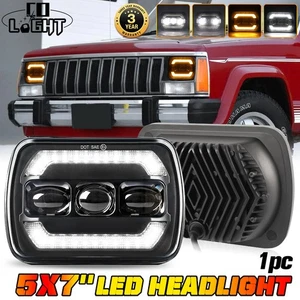 For Jeep Cherokee XJ 1984-2001 Wrangler YJ 1986-1995 5x7" 7x6 Led Headlight DRL - Picture 1 of 9