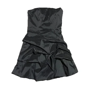 Jessica McClintock Mini Dress Womens 8 Black Bubble Strapless Prom Formal - Picture 1 of 12