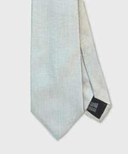 Villa Milano cravatta tre pieghe in seta micro quadretti, bianco perla CR3.5085. - Imagen 1 de 2
