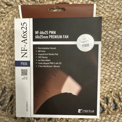 Noctua NF-A6x25 60mm PWM Case Cooling Fan Anti-Stall Knobs Design SSO2 Bearing - Image 1 of 4