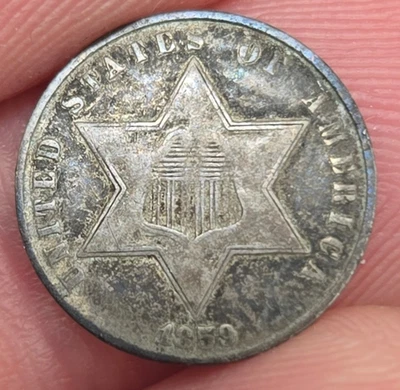 Tres centavos de plata 1859 en muy buen estado  Foto 1 de 3