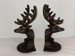 2 piezas ciervos de hierro fundido forjado ciervo buck metal sujetalibros pesados topes de puerta rústicos - Imagen 1 de 11
