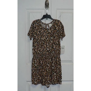 Melrose and Market Girls Short Sleeve Romper Tan Cinnamon Leopard Medium (8/10) - Picture 1 of 3