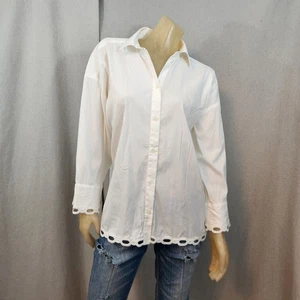 Blusa Blusa Top Per Se Carlisle Blanco Diseño Recortado Cuello Botón Talla 16 XL - Imagen 1 de 7