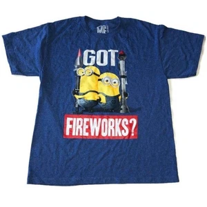 Despicable Me Minions Youth Got Fireworks? Graphic T-Shirt Size Medium Blue - Picture 1 of 4