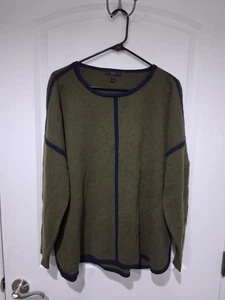 J Crew Pullover Damen Zipfel groß grün Tunika 100% Wolle Freizeit - Bild 1 von 6