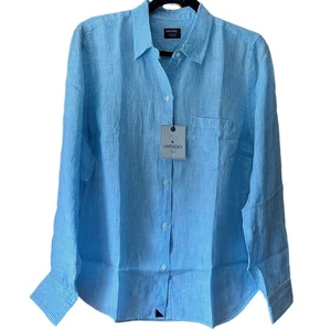 Neu mit Etikett Untuckit Damen Leinen Knopfleiste Sherry Hemd Langarm Rouge Aqua Größe 10 - Bild 1 von 11