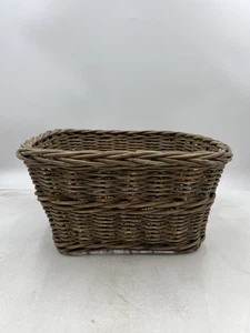 Rectangular Woven Storage Basket Rattan Organizer Bin with Handles 11x11x6in Rus - Picture 1 of 10