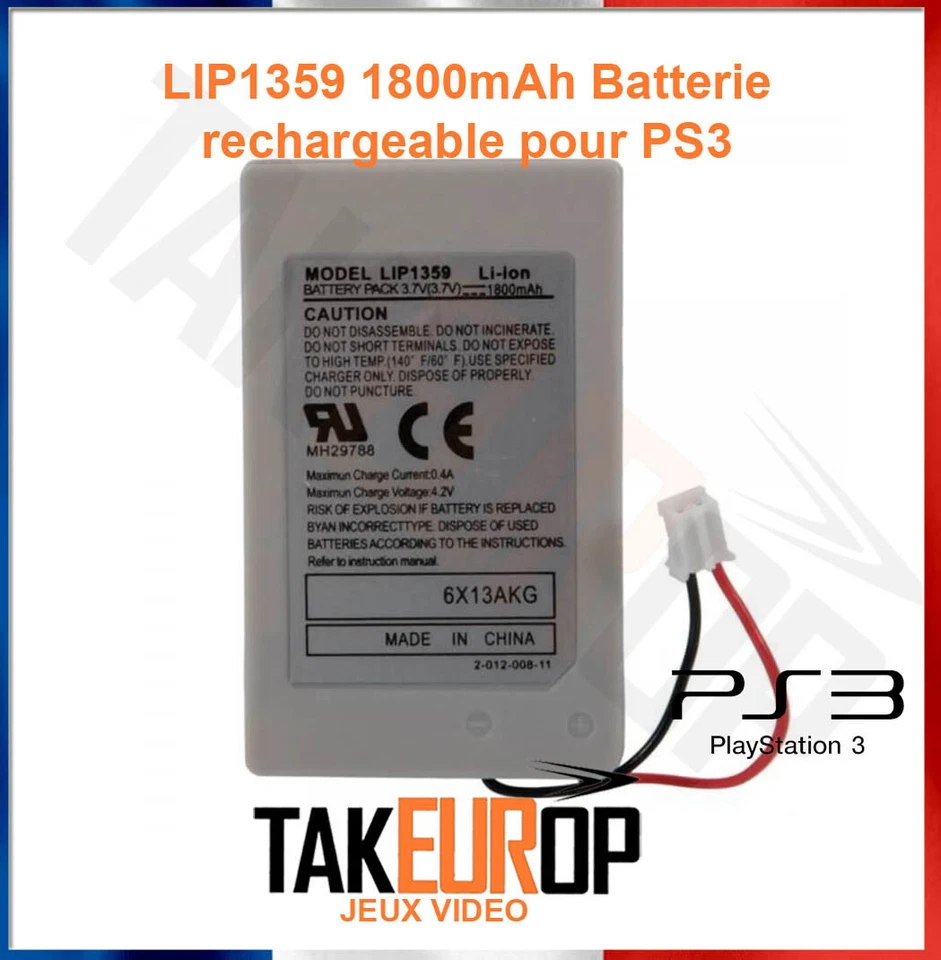 Batterie 1800mAh 3.7v Li-ion pour manette PS3 - Sony Controller Replacement  - Immagine 1 di 1