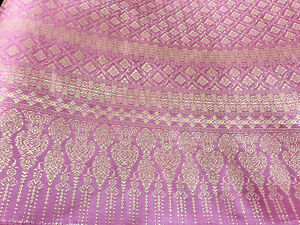 Pink & Gold Thai Silk Traditional Fabric Wedding Dress Damask Pattern 40" Drape 