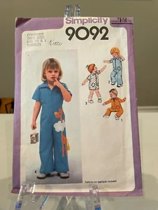 VINTAGE 1980'S SIMPLICITY 9092 TODDLER'S JUMPSUIT IN TWO LENGTHS SIZE 1/2 & 1 - Picture 1 of 2