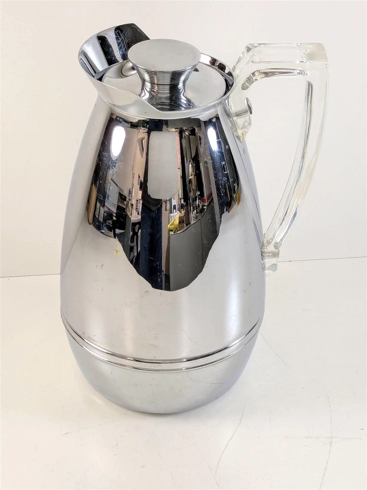Jarra de mayordomo de café cromada MCM de colección modelo 585J mango Lucite EE. UU. Foto 1 de 4
