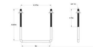4 Stück Vierkant U Bolzen verzinkt, Stahl, 3/8"-16 Gewindegröße, 6" Breite, 6-5/8" Höhe - Bild 1 von 1