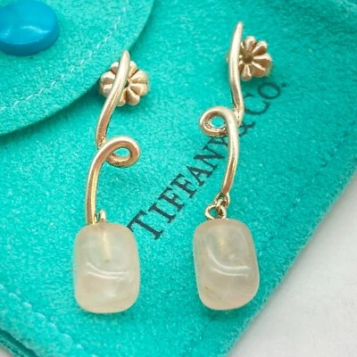 Tiffany & Co. Rose Quartz Gemstone Twist Dangling Earrings Silver 3.3g - Image 1 of 4