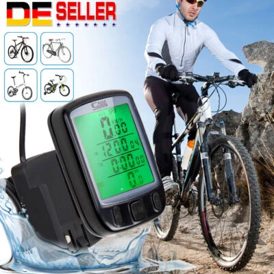 Fahrradcomputer LCD Fahrrad Tachometer Radfahren Kilometerzähler Geschwindigkeit - Bild 1 von 4