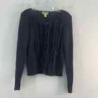 Ann Taylor LOFT Black Frilly Ruffle Rayon Boat Neck Pullover Sweater - XS