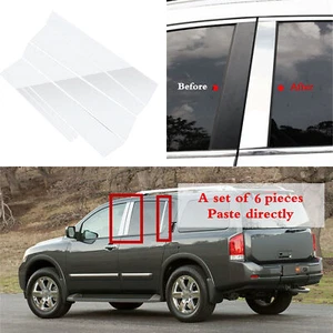 6pcs For Nissan Armada 2005-2015 Chrome Pillar Posts Door Window Sticker Cover - Picture 1 of 11