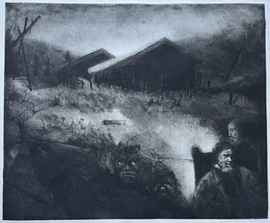 Jon Lindstrom Lithograph Surreal Symbolist Art Landscape Rembrandt Redon - Picture 1 of 6