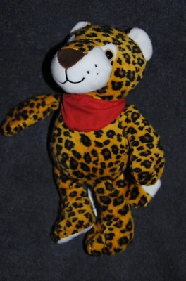 🍀Doudou Panthère Léopard Lynx KINDER Orange Tache Noir Bandana Peluche 24 cm - Photo 1/2