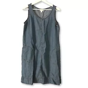 J. Jill Dress Womens Size Small Blue Denim Chambray Sleeveless Shift Pockets - Picture 1 of 13