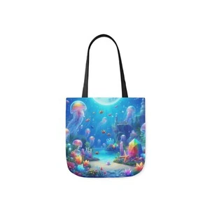 Canvas Tote Bag 5-Color Straps | Gems of the Sea | Jellyfish | Castle - Picture 1 of 21