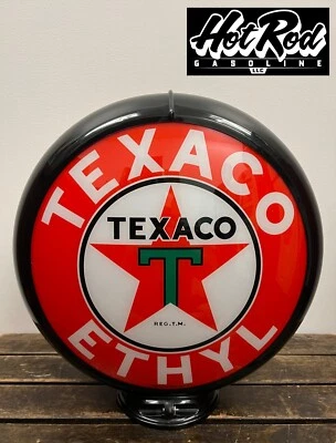 TEXACO ETHYL Reproduction 13.5" Gas Pump Globe - (Black Body) - Image 1 of 3