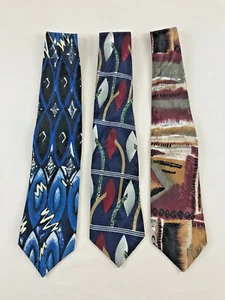 Mens Designer Stanley Blacker Ties Set of 3 Multicolor Abstract Print Polyester - Picture 1 of 7