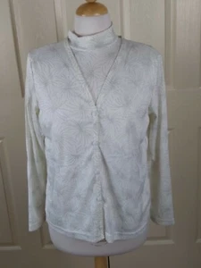 Christmas Women's Top Large 2 Piece White with Silver Accents Made in USA - Picture 1 of 11