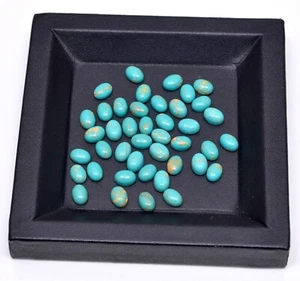 Lotto 43 pezzi verde rame turchese - 7x5 mm ovale cabochon pietra preziosa sfusa - Foto 1 di 5
