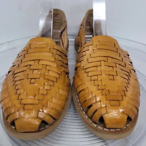 Cimarron Mexican Leather Sandals HuarachesTan Brown Closed Toe Womens Sz 6-6.5 - Picture 1 of 8